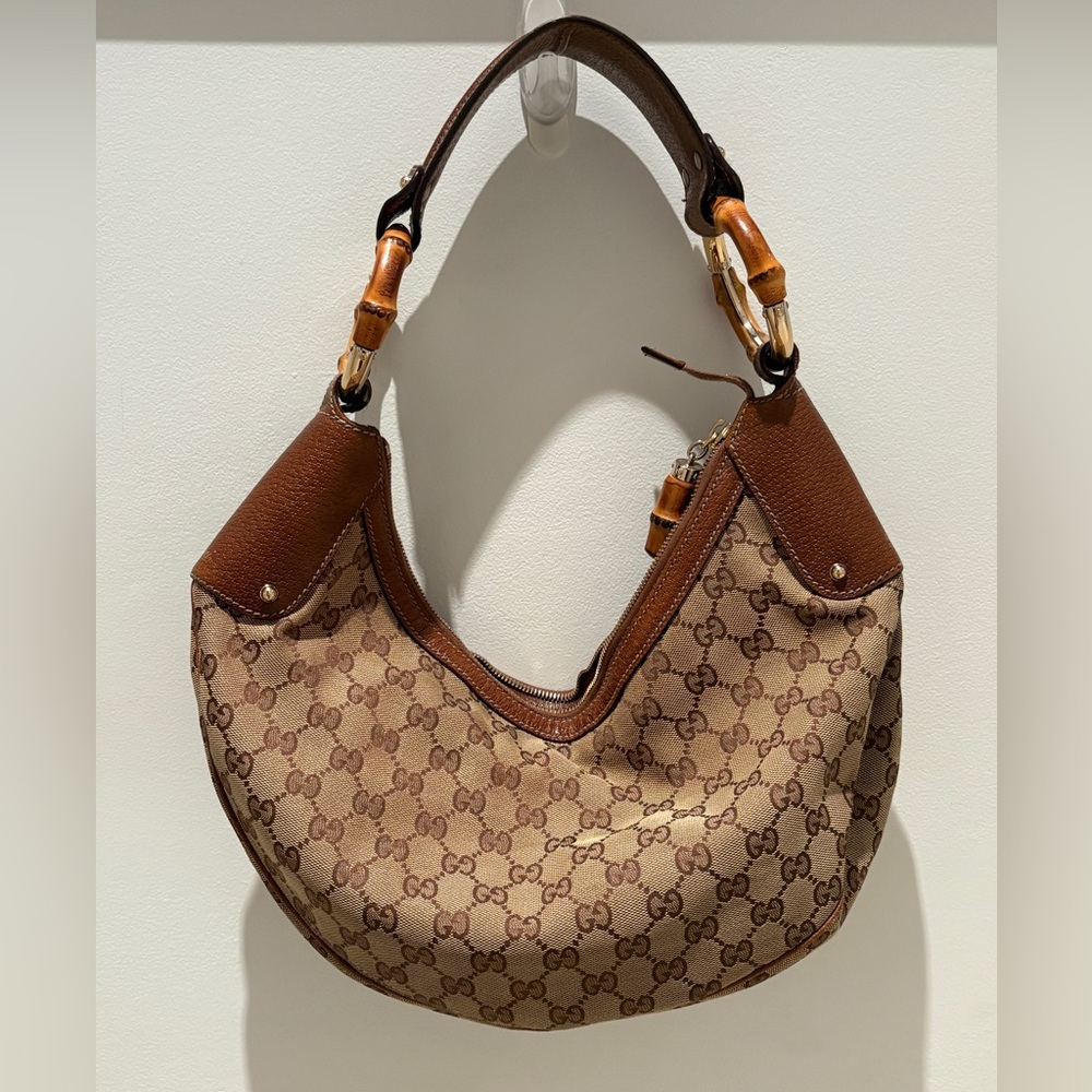 GUCCI vintage Half Moon Hobo Bag with Bamboo Handles